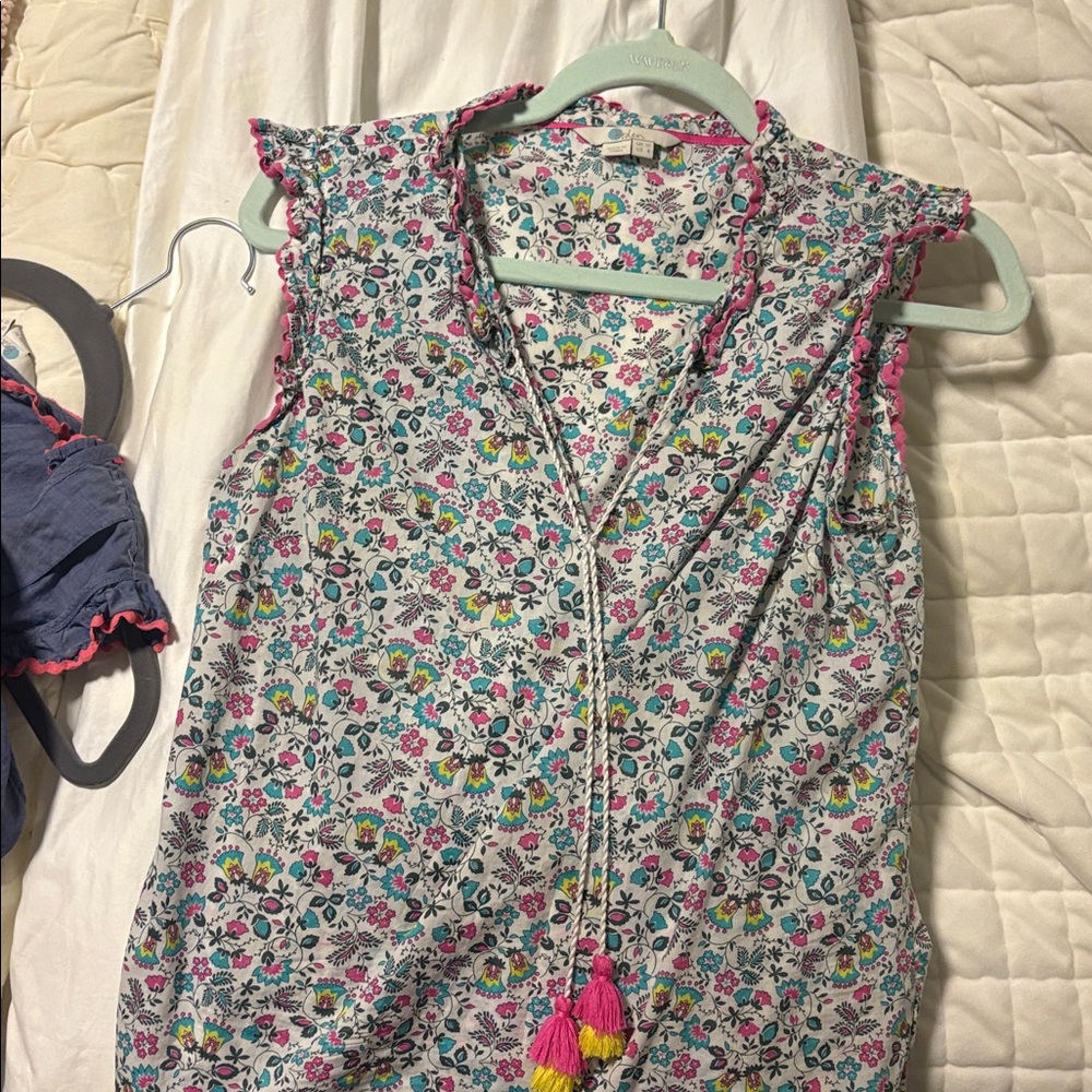 Boden Pink and Blue Floral Top